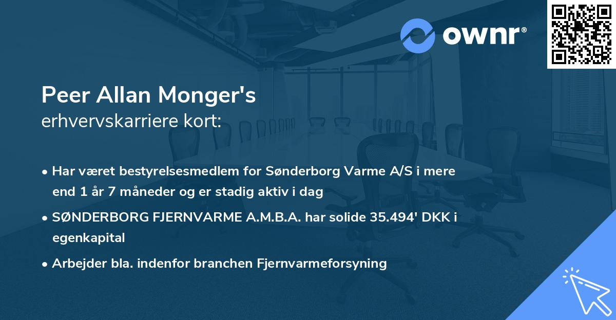 Peer Allan Monger's erhvervskarriere kort