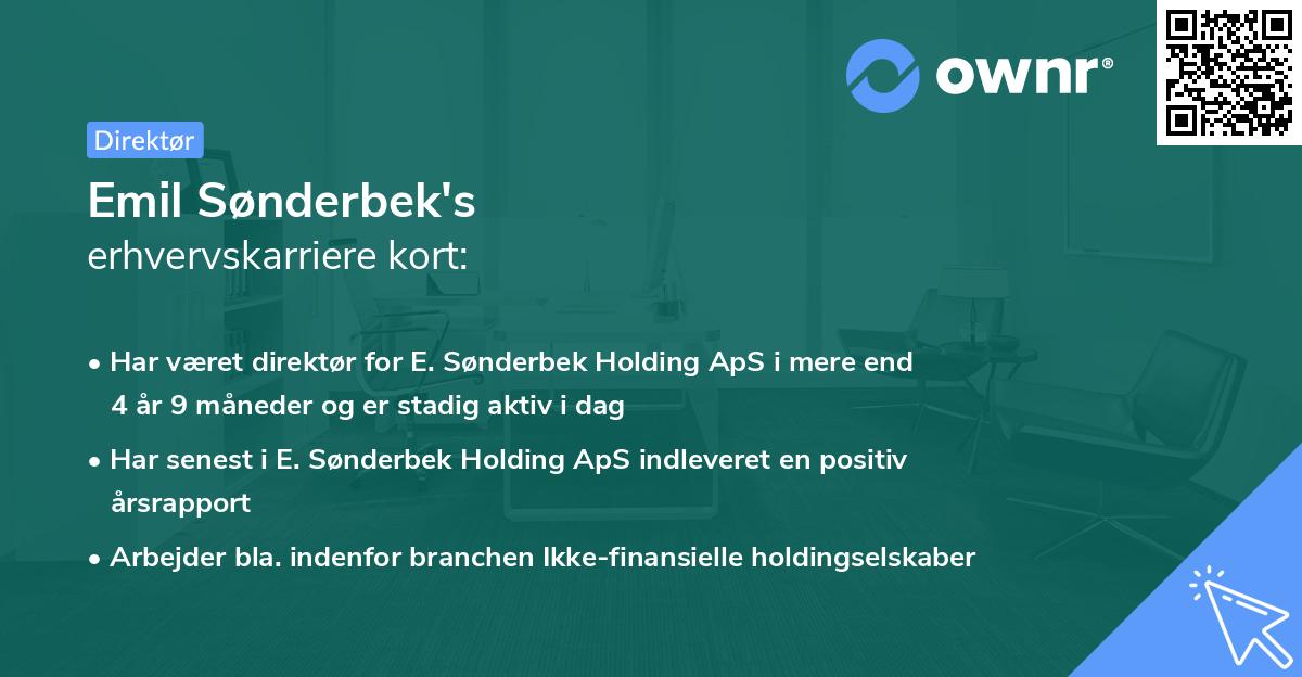 Emil Sønderbek's erhvervskarriere kort