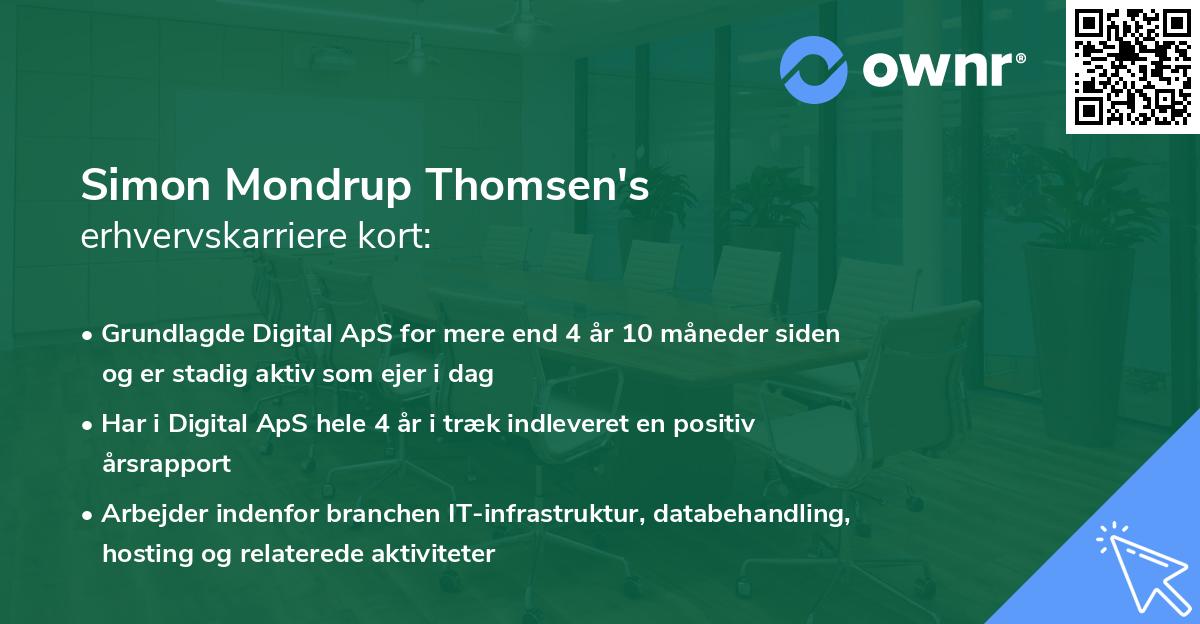 Simon Mondrup Thomsen's erhvervskarriere kort