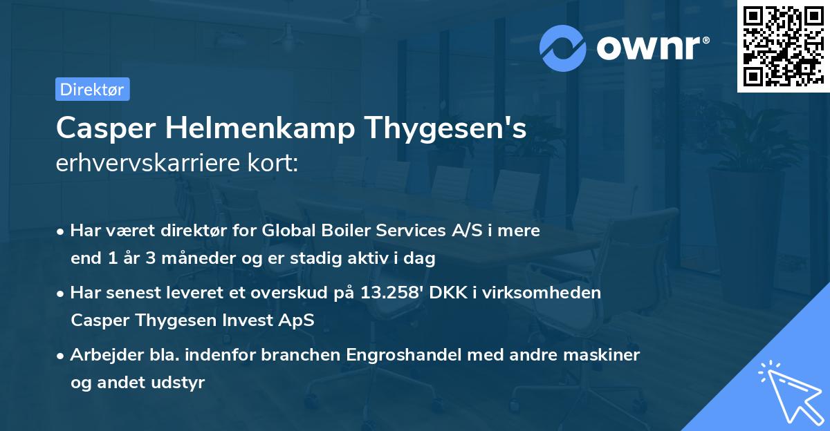 Casper Helmenkamp Thygesen's erhvervskarriere kort