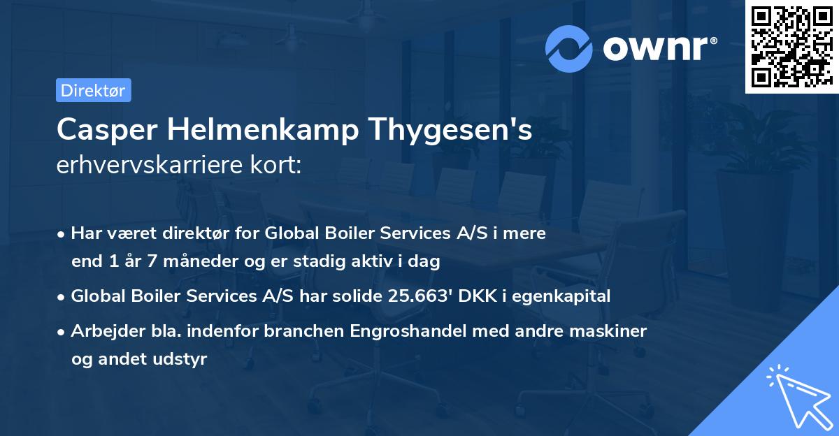 Casper Helmenkamp Thygesen's erhvervskarriere kort