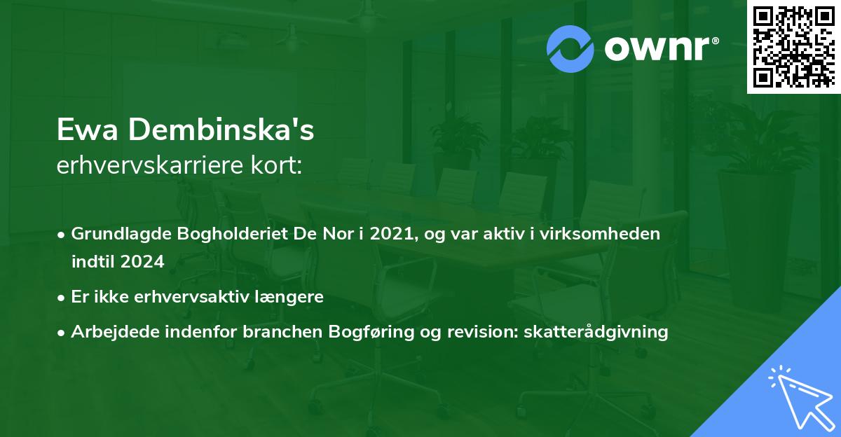 Ewa Dembinska's erhvervskarriere kort