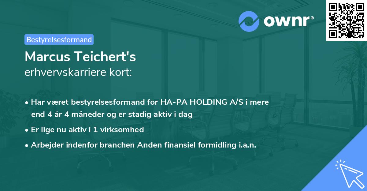 Marcus Teichert's erhvervskarriere kort