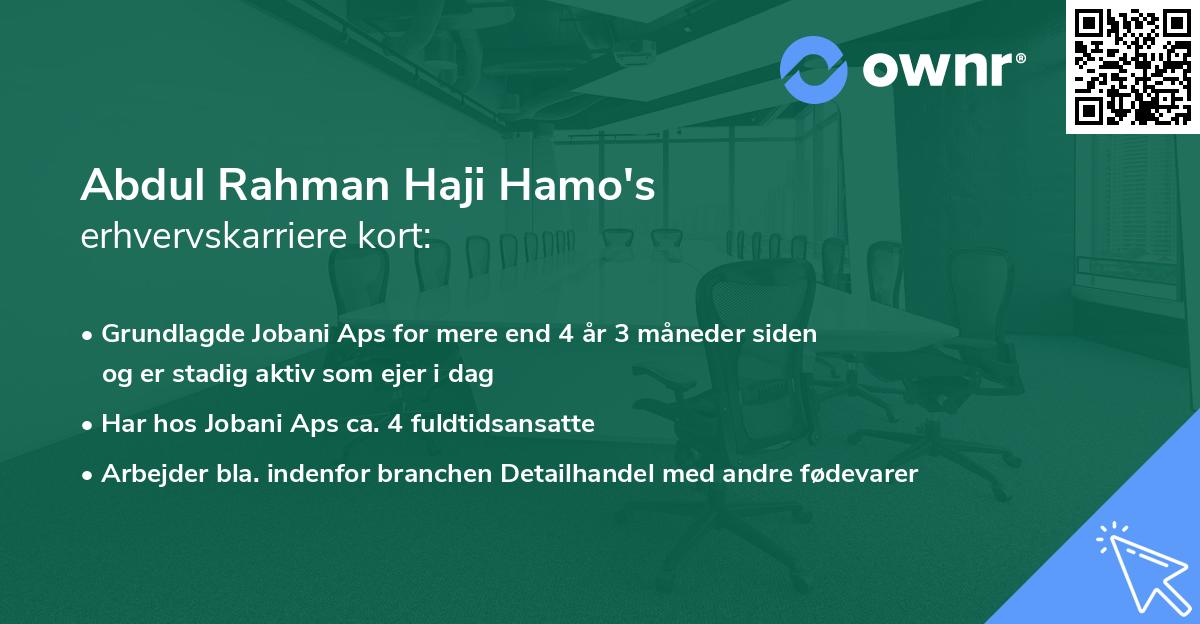 Abdul Rahman Haji Hamo's erhvervskarriere kort