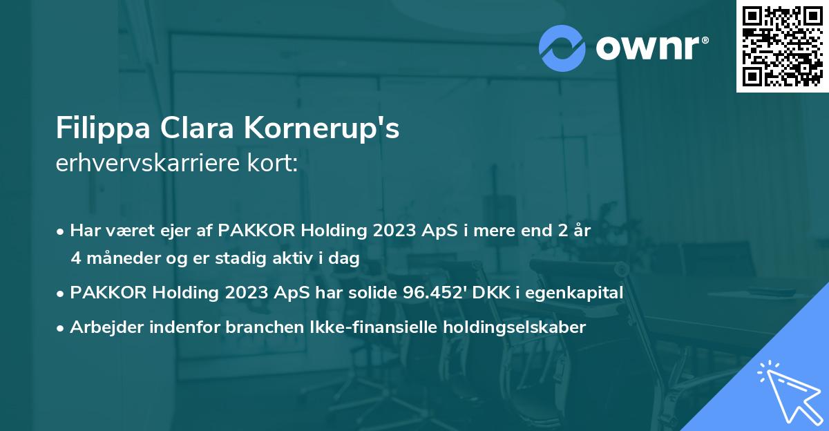 Filippa Clara Kornerup's erhvervskarriere kort