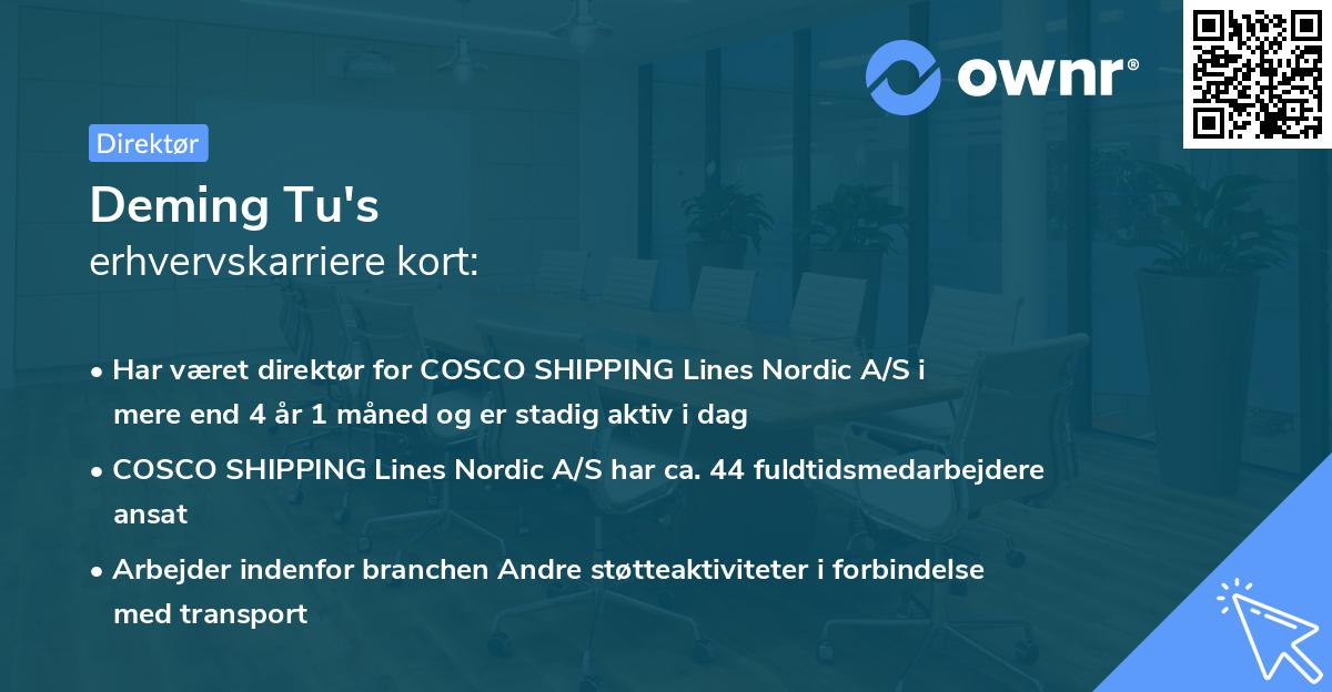 Deming Tu's erhvervskarriere kort