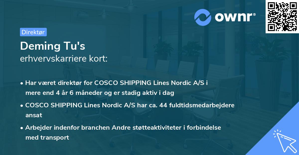 Deming Tu's erhvervskarriere kort