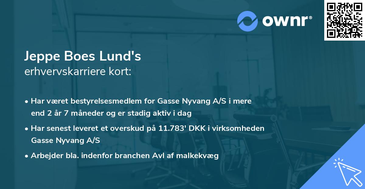 Jeppe Boes Lund's erhvervskarriere kort
