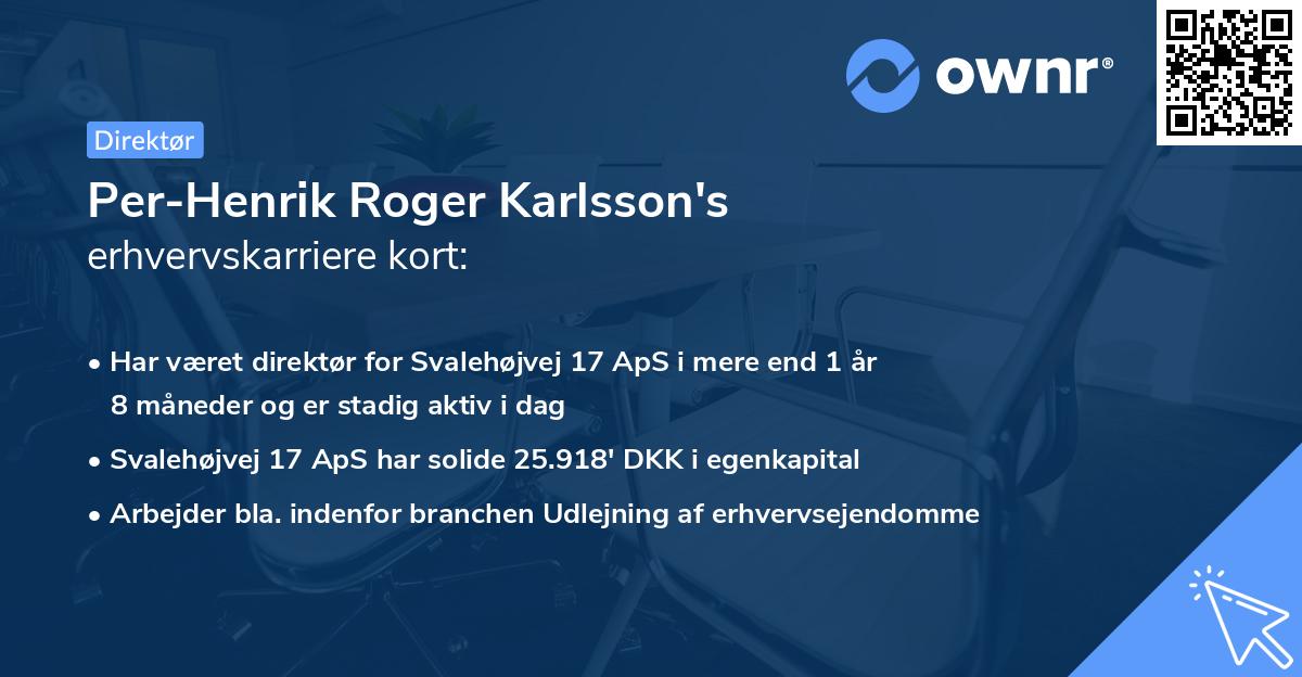 Per-Henrik Roger Karlsson's erhvervskarriere kort