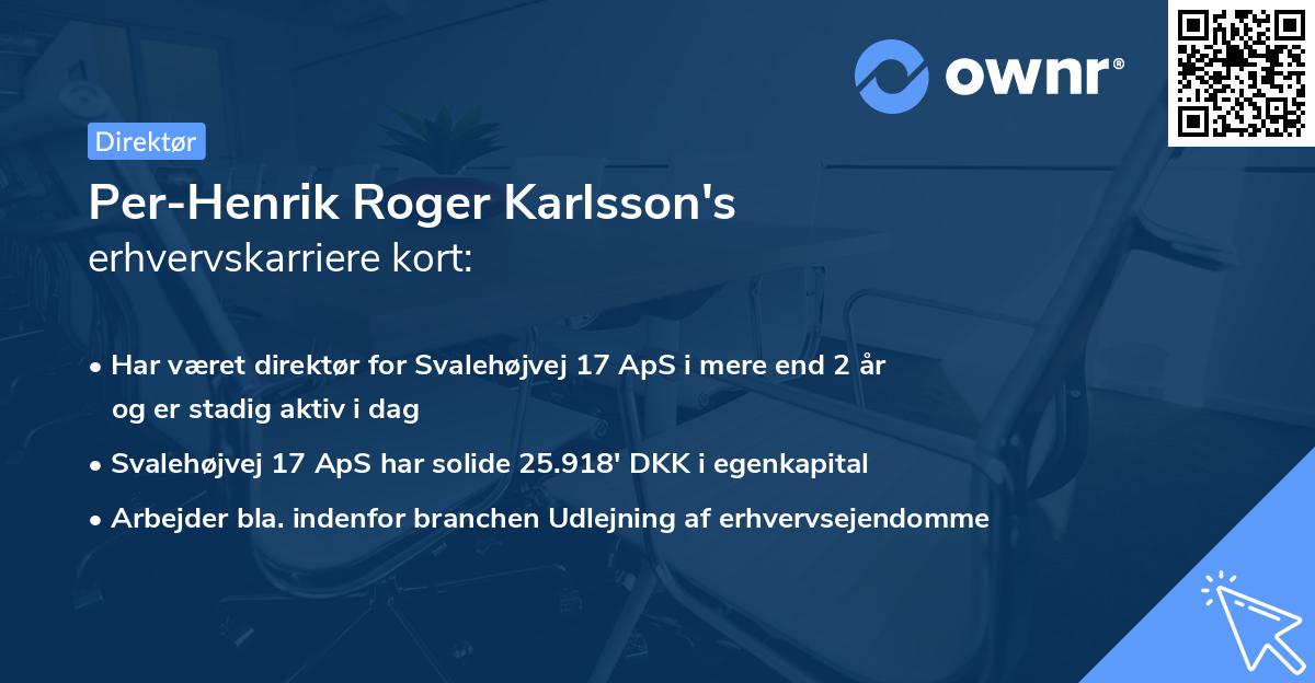 Per-Henrik Roger Karlsson's erhvervskarriere kort