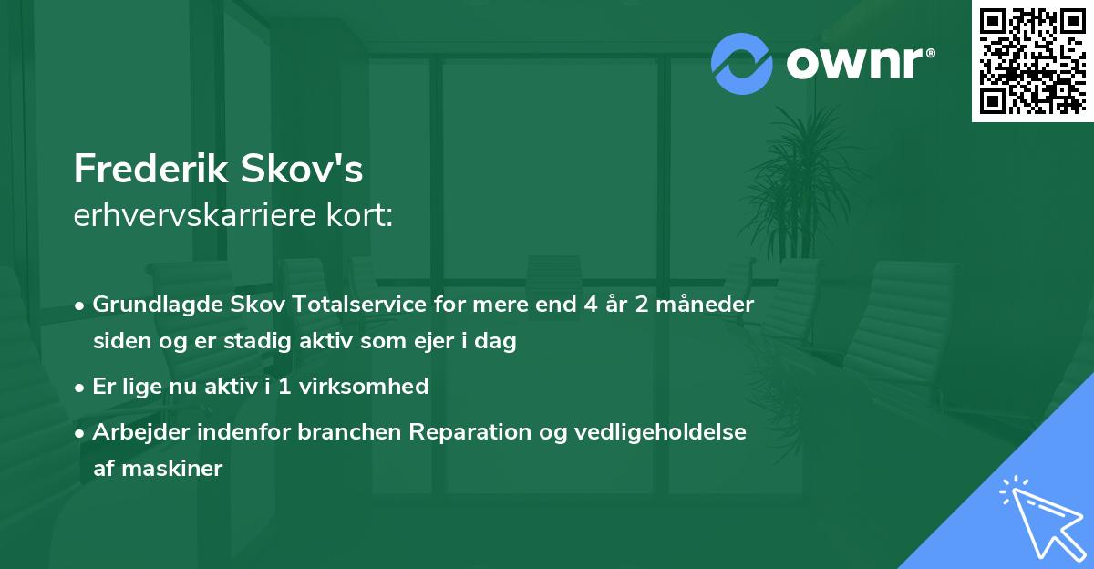Frederik Skov's erhvervskarriere kort