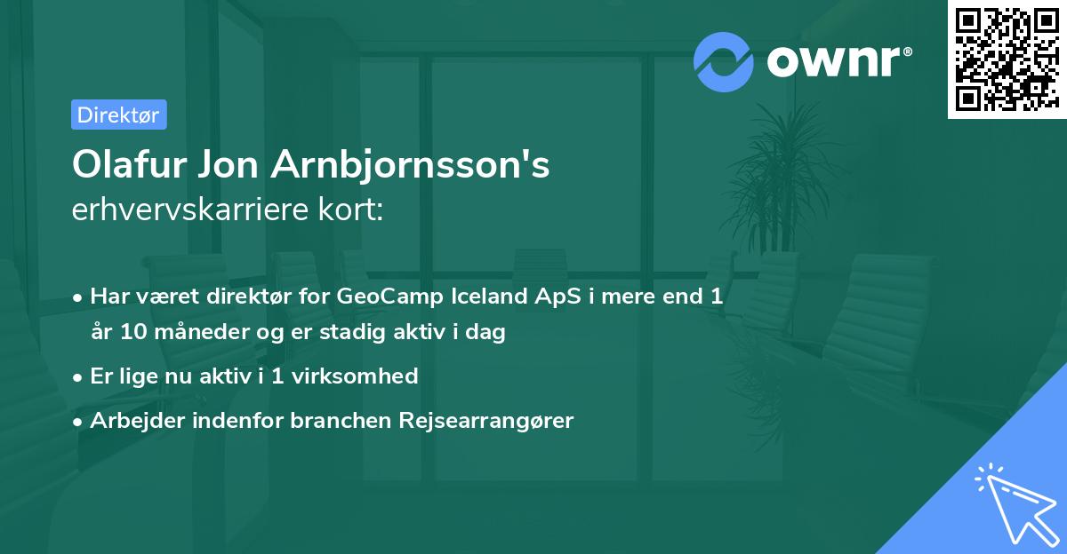 Olafur Jon Arnbjornsson's erhvervskarriere kort