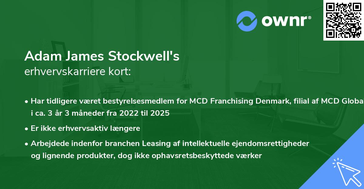 Adam James Stockwell's erhvervskarriere kort