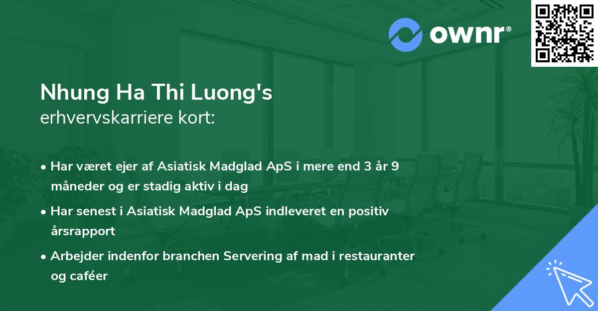 Nhung Ha Thi Luong's erhvervskarriere kort