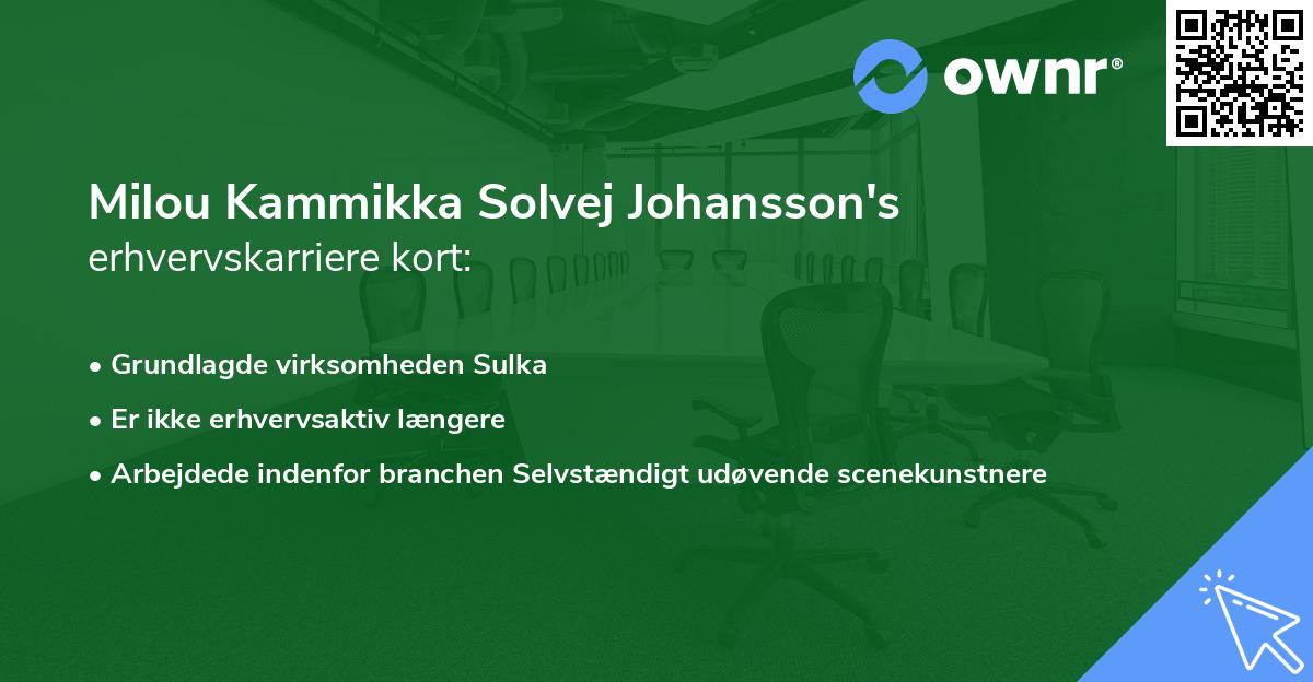 Milou Kammikka Solvej Johansson's erhvervskarriere kort