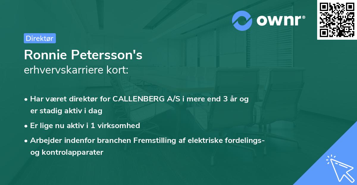 Ronnie Petersson's erhvervskarriere kort
