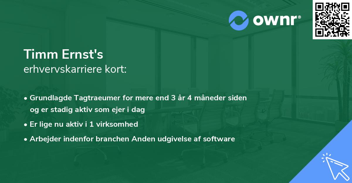 Timm Ernst's erhvervskarriere kort