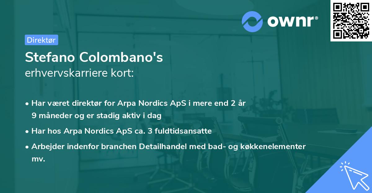 Stefano Colombano's erhvervskarriere kort