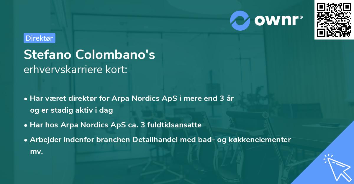Stefano Colombano's erhvervskarriere kort