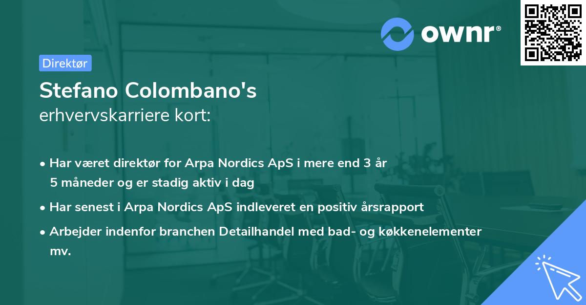 Stefano Colombano's erhvervskarriere kort