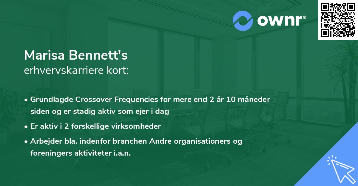 Marisa Bennett's erhvervskarriere kort