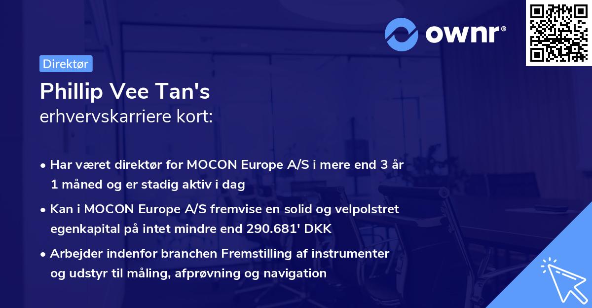 Phillip Vee Tan's erhvervskarriere kort