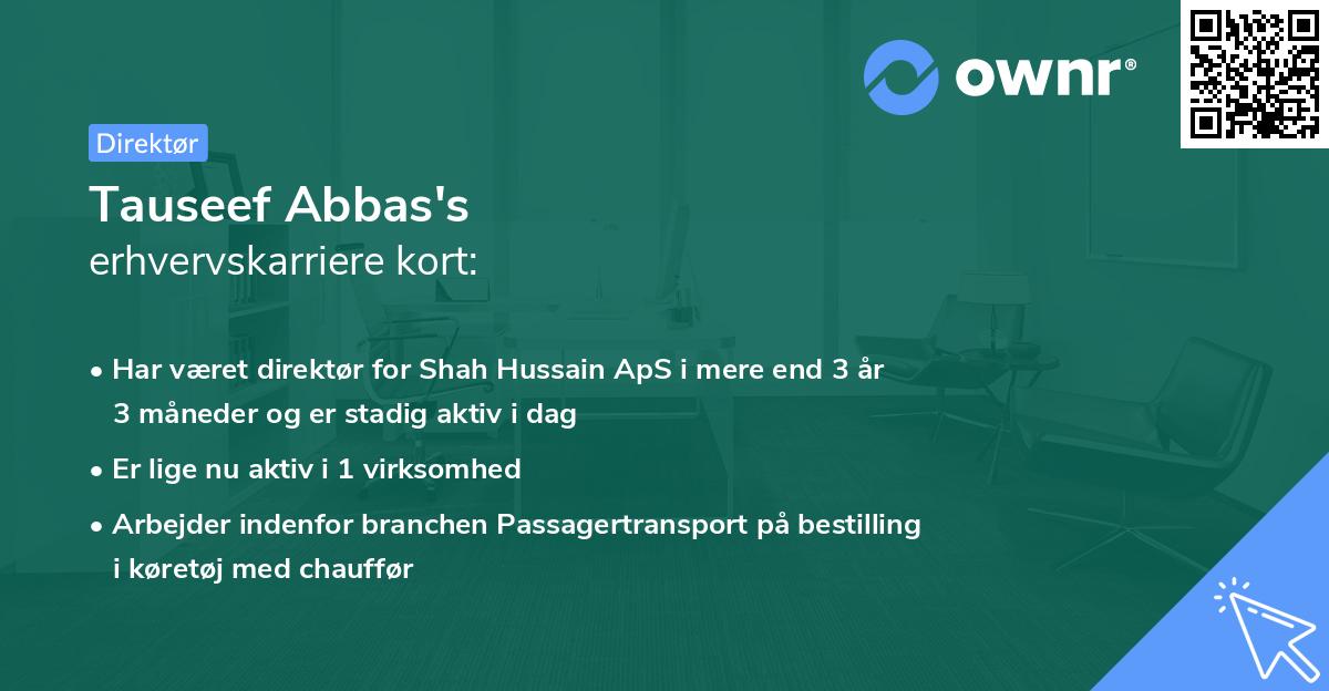 Tauseef Abbas's erhvervskarriere kort