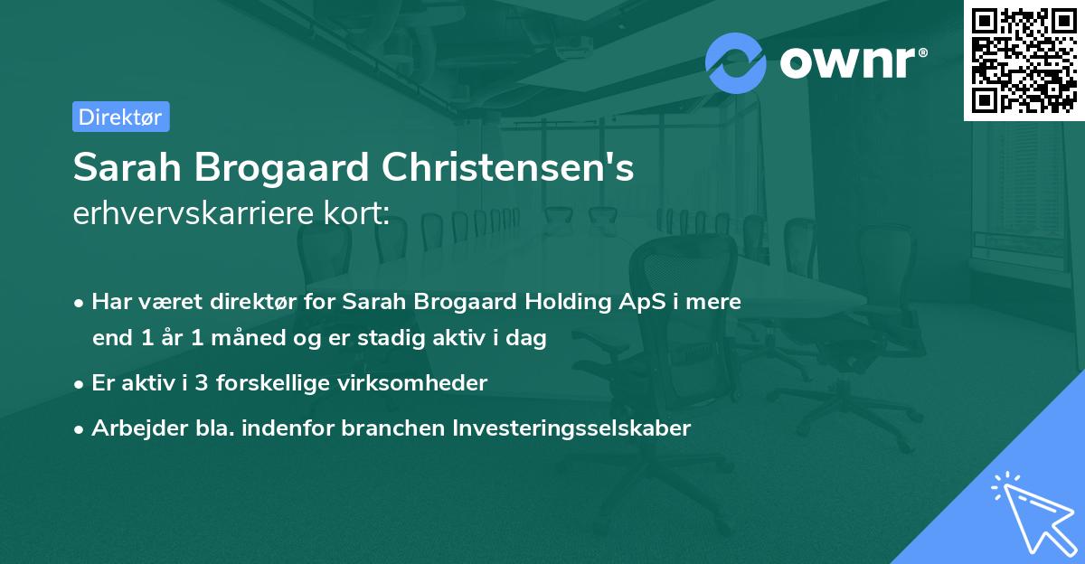 Sarah Brogaard Christensen's erhvervskarriere kort