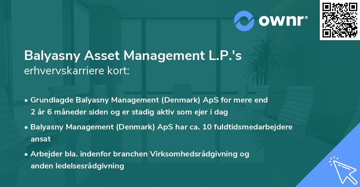 Balyasny Asset Management L.P.'s erhvervskarriere kort