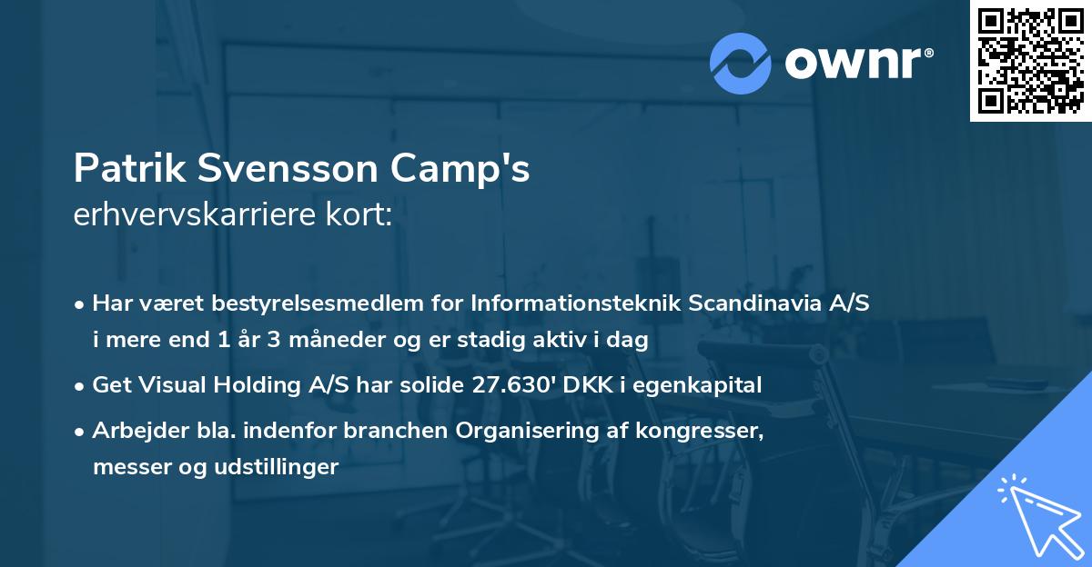 Patrik Svensson Camp's erhvervskarriere kort