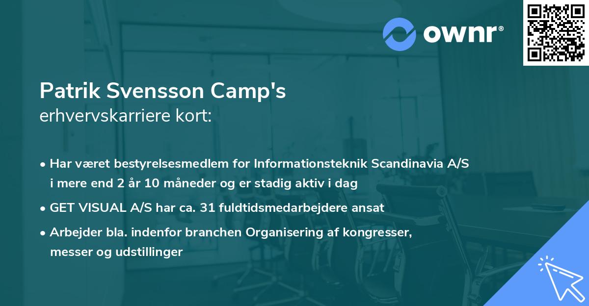 Patrik Svensson Camp's erhvervskarriere kort