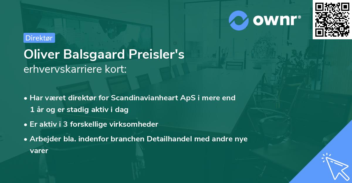 Oliver Balsgaard Preisler's erhvervskarriere kort