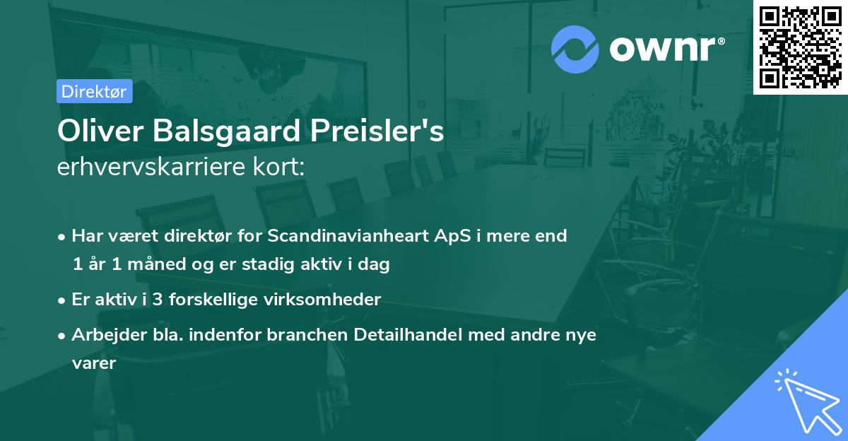 Oliver Balsgaard Preisler's erhvervskarriere kort