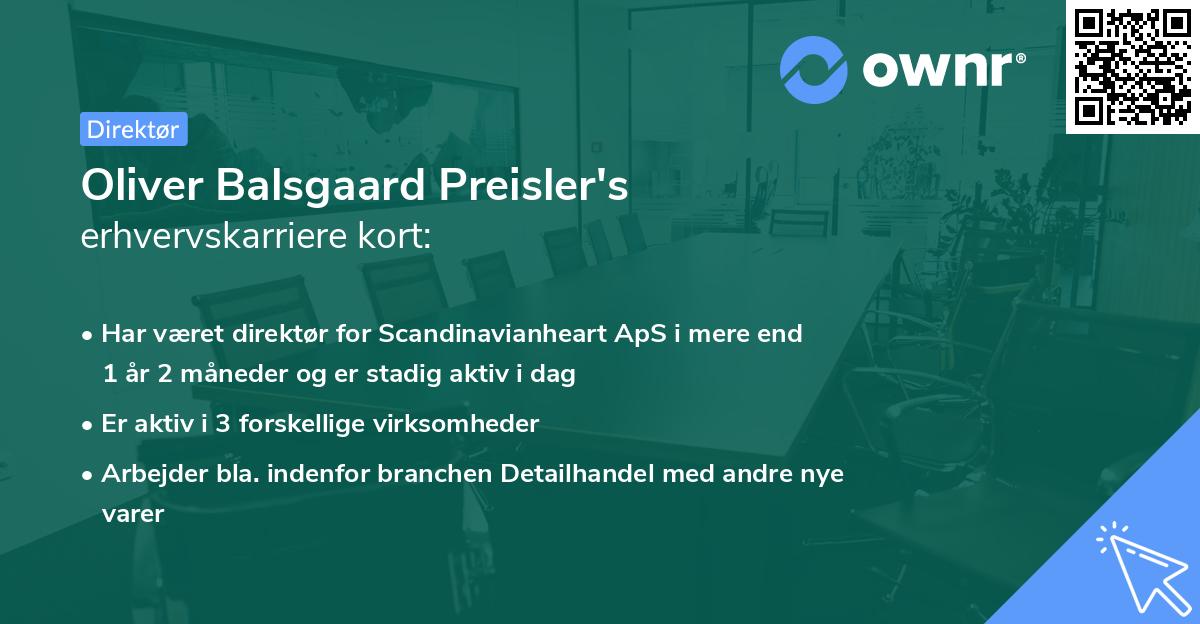 Oliver Balsgaard Preisler's erhvervskarriere kort