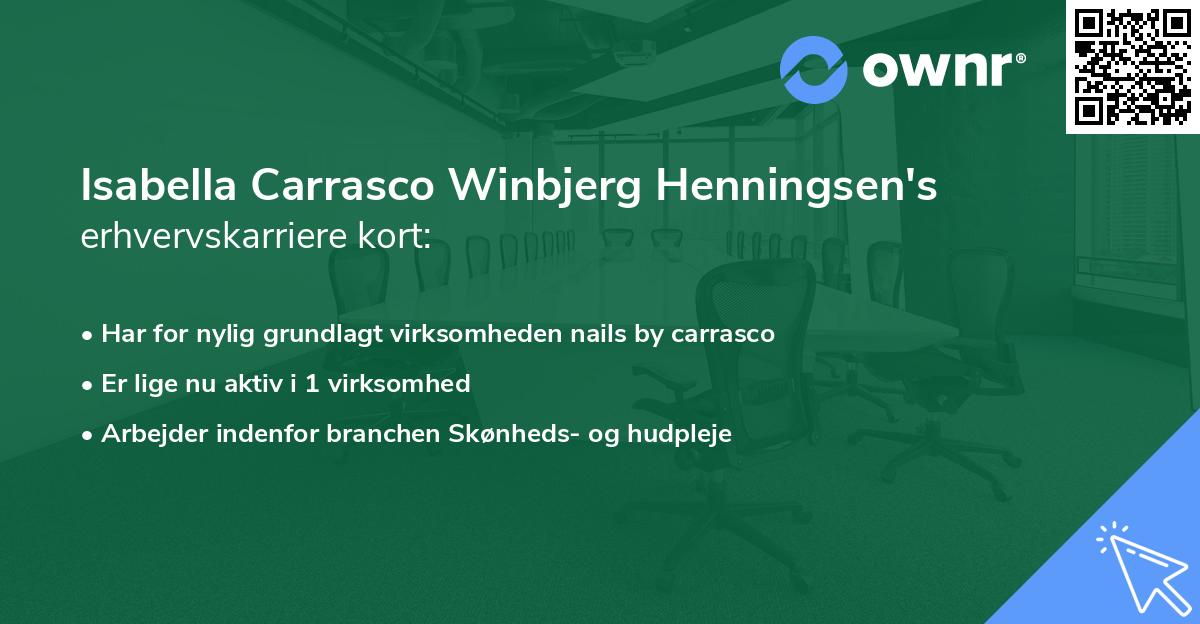 Isabella Carrasco Winbjerg Henningsen's erhvervskarriere kort