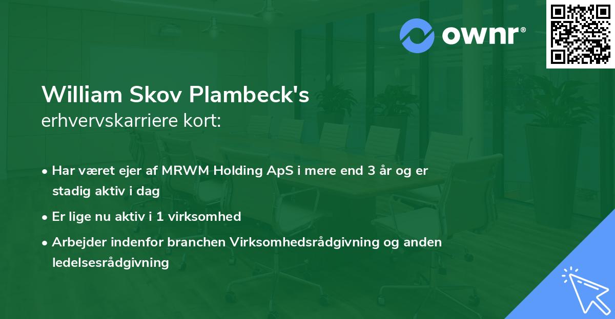William Skov Plambeck's erhvervskarriere kort