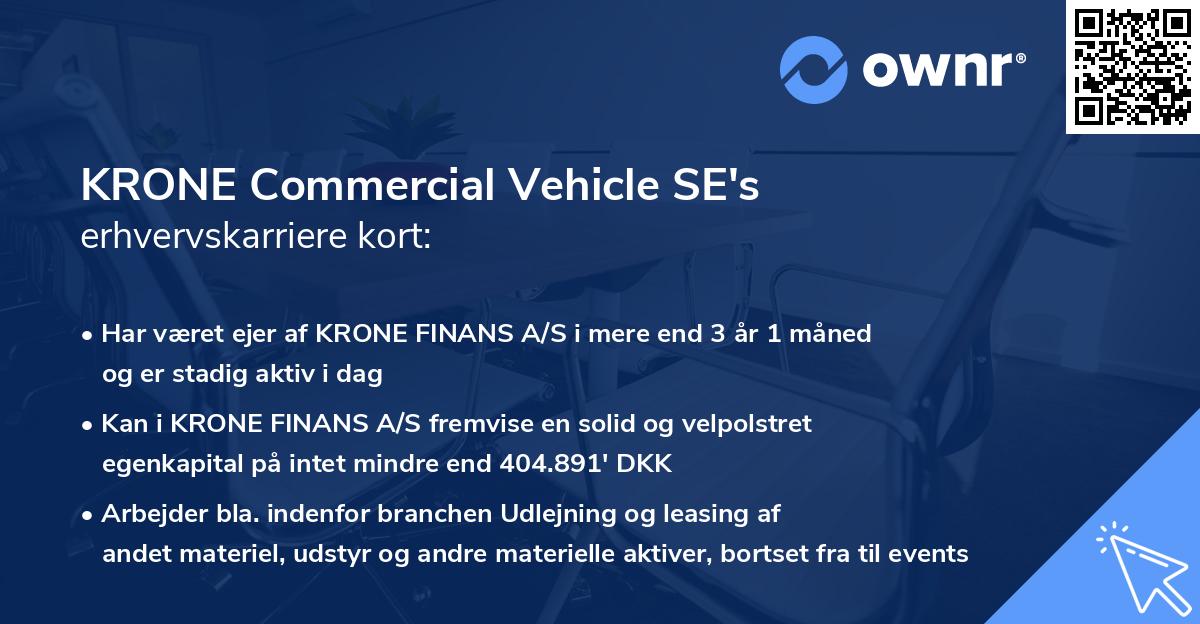 KRONE Commercial Vehicle SE's erhvervskarriere kort