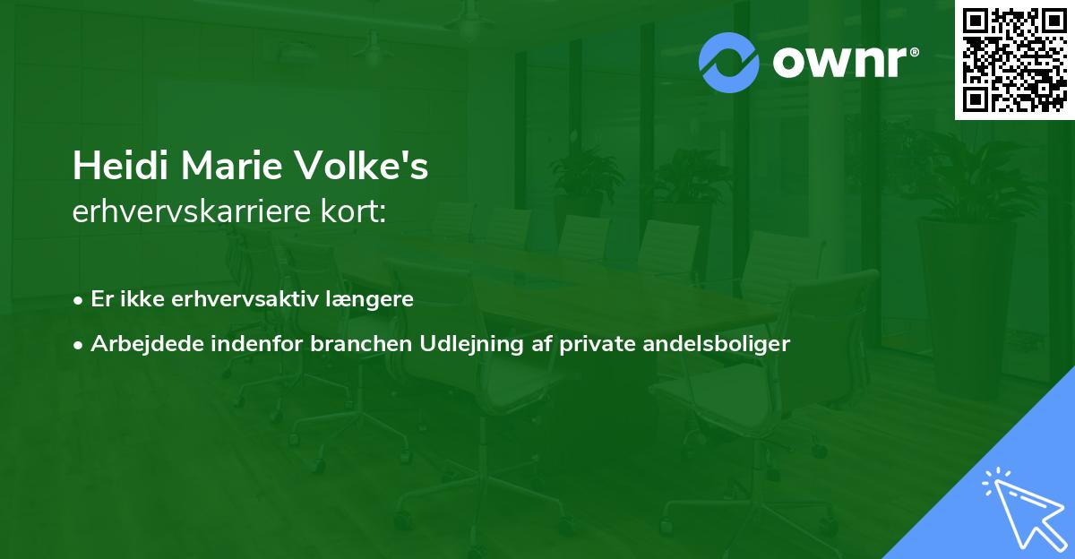 Heidi Marie Volke's erhvervskarriere kort