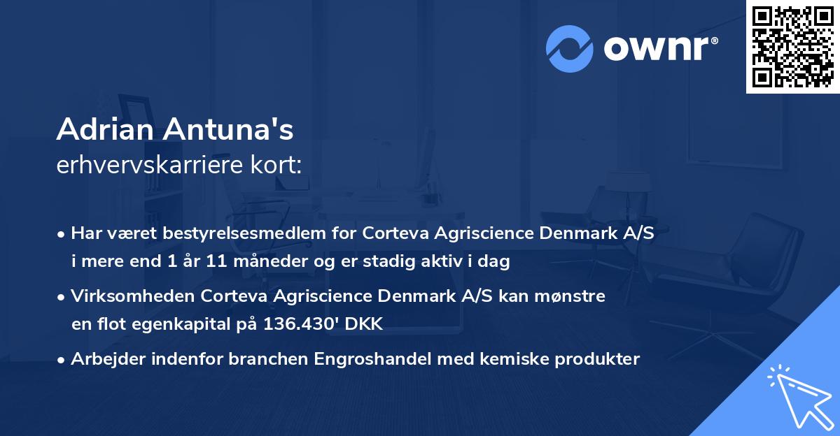 Adrian Antuna's erhvervskarriere kort