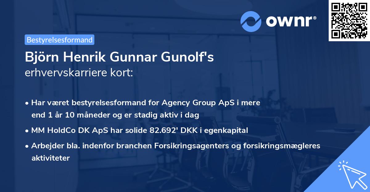 Björn Henrik Gunnar Gunolf's erhvervskarriere kort