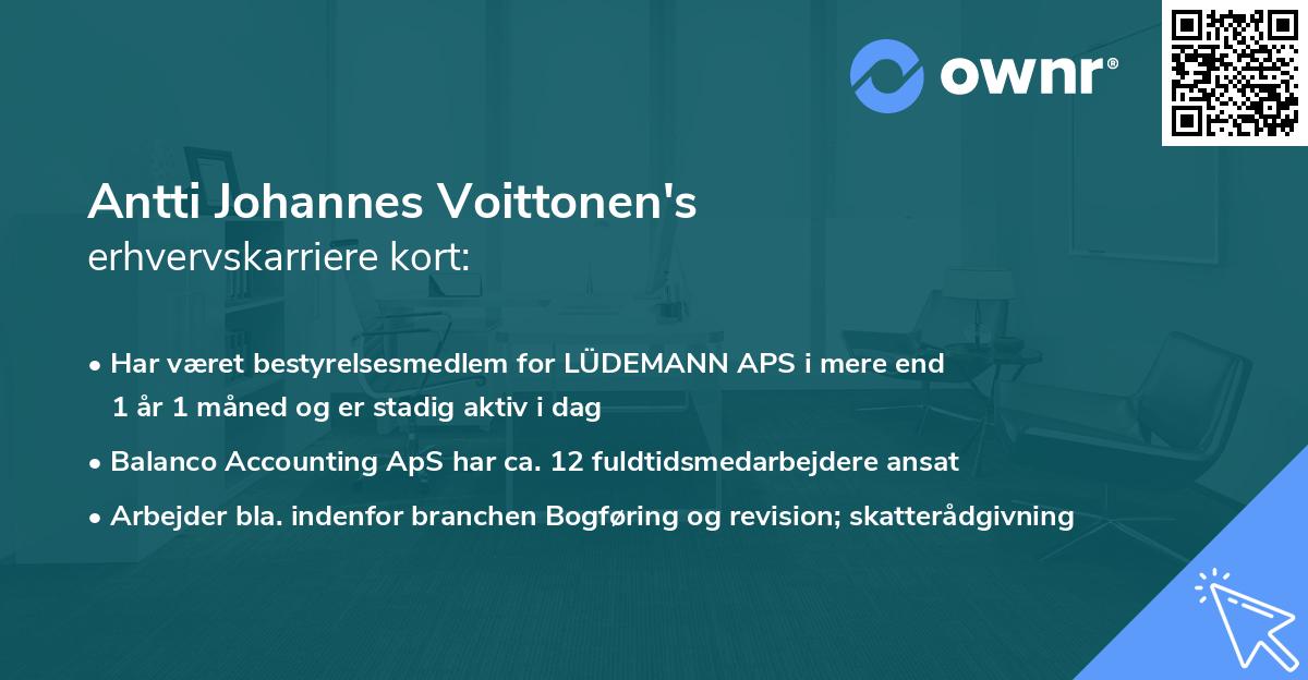 Antti Johannes Voittonen's erhvervskarriere kort