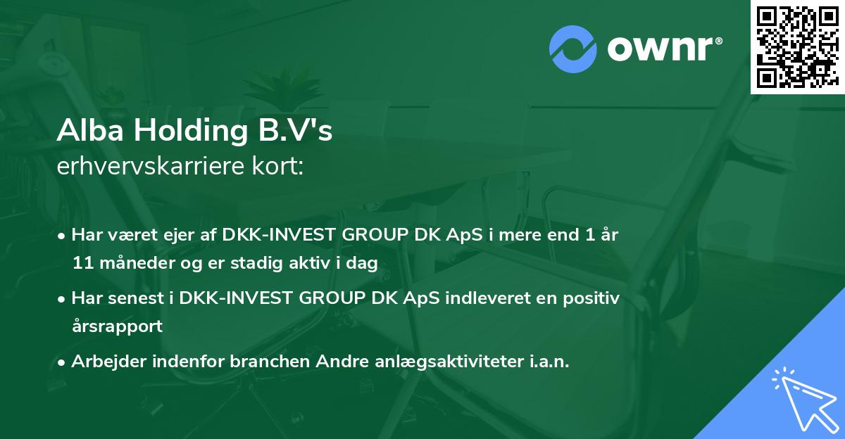 Alba Holding B.V's erhvervskarriere kort