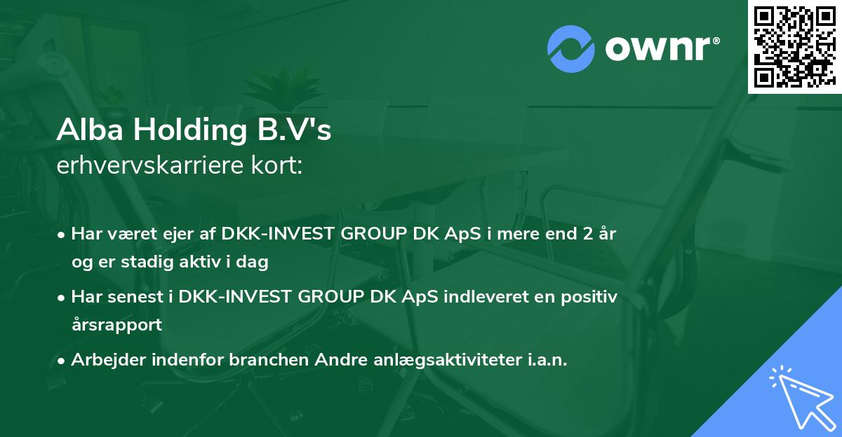 Alba Holding B.V's erhvervskarriere kort