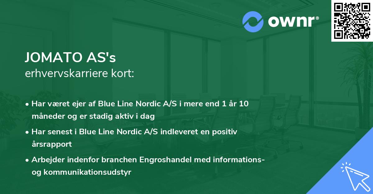 JOMATO AS's erhvervskarriere kort