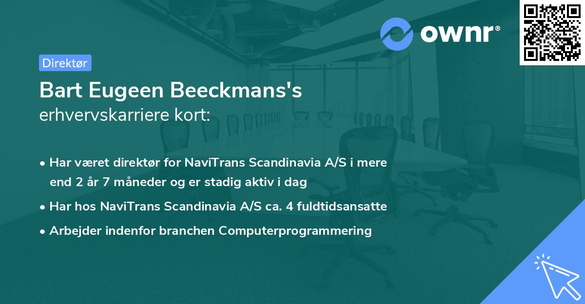 Bart Eugeen Beeckmans's erhvervskarriere kort