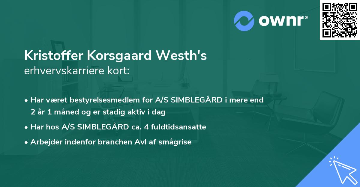 Kristoffer Korsgaard Westh's erhvervskarriere kort