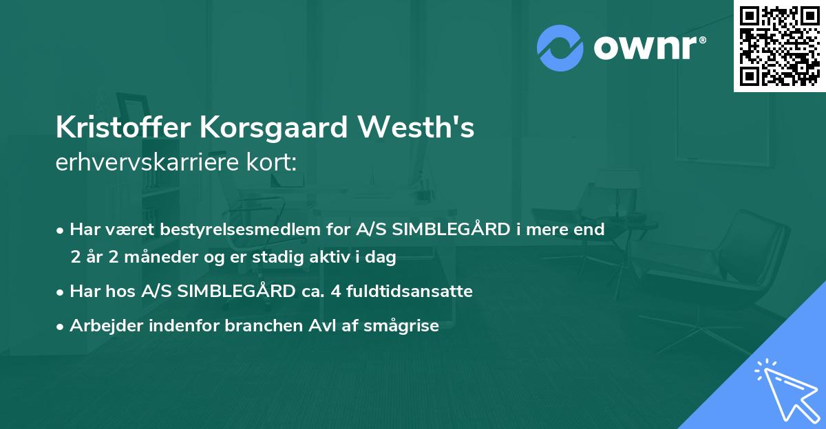 Kristoffer Korsgaard Westh's erhvervskarriere kort
