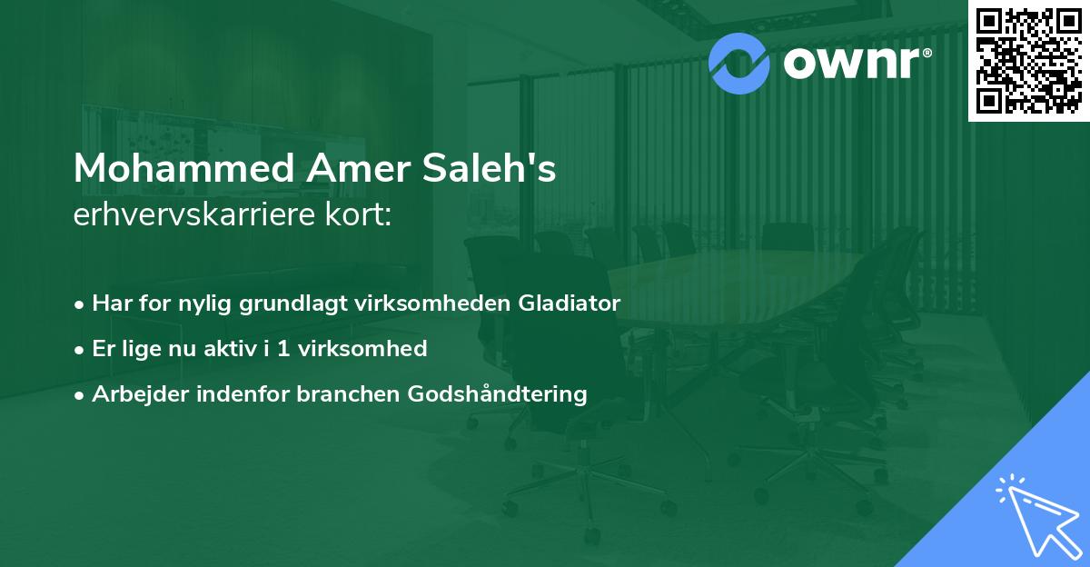 Mohammed Amer Saleh's erhvervskarriere kort