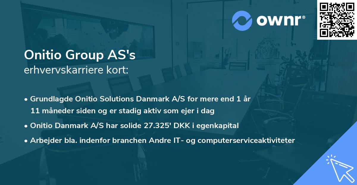 Onitio Group AS's erhvervskarriere kort