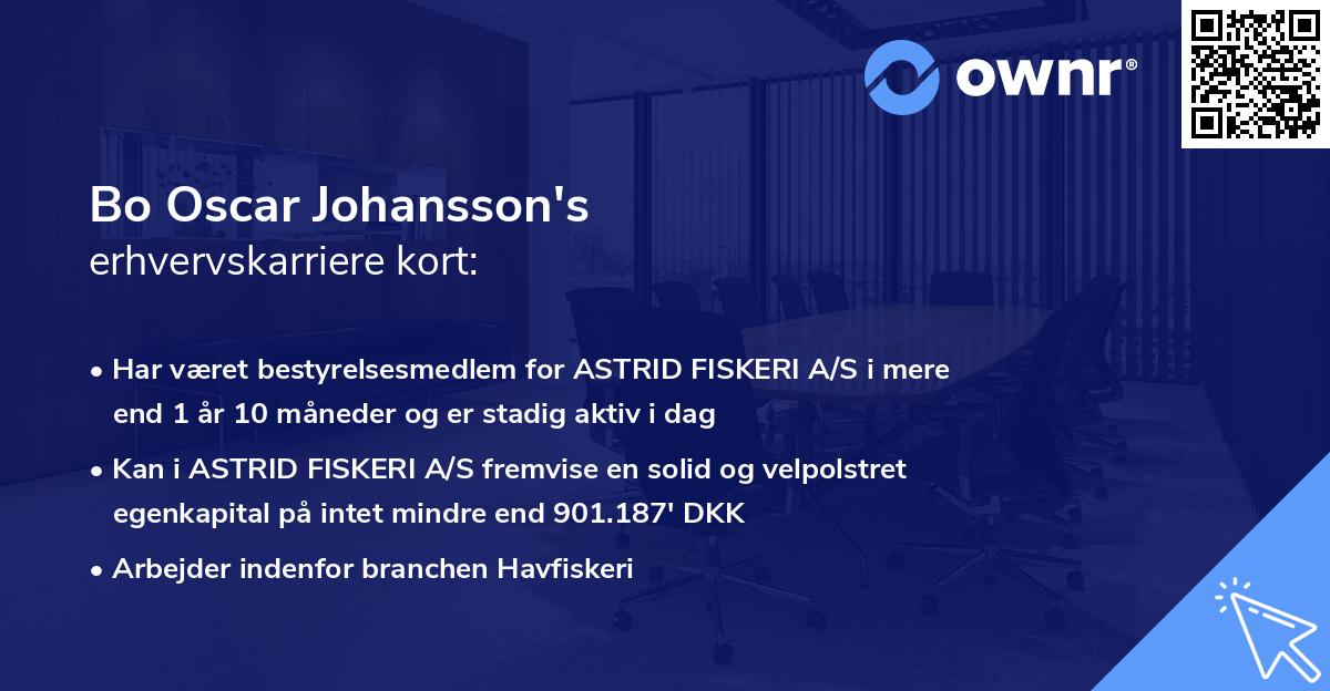Bo Oscar Johansson's erhvervskarriere kort